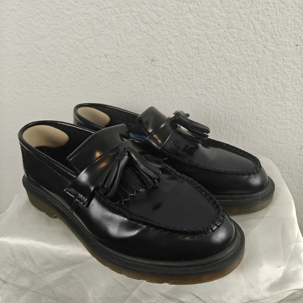 Dr. Martens Adrian Tassel Loafers Black Patent Leather Sz US 7M/8W Chunky Preppy